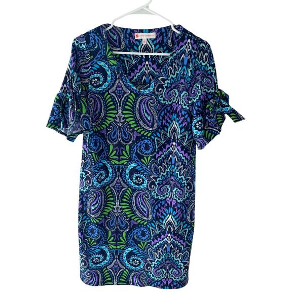 Jude Connally Cory Dress V-Neck Tie Sleeves Paisley Print Size Small - Picture 1 of 6